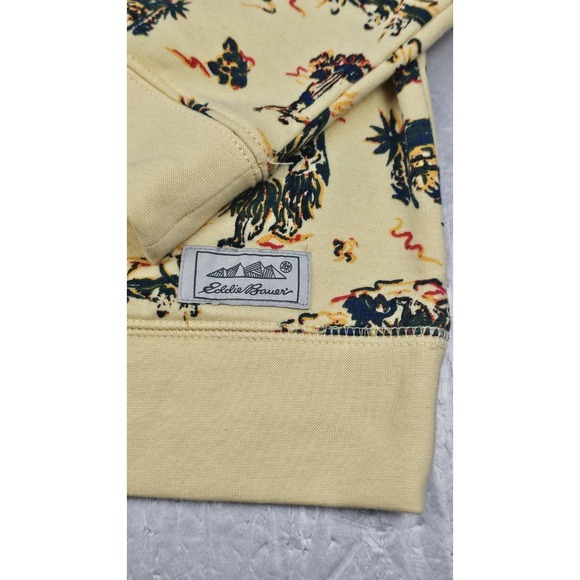 VTG Eddie Bauer Sweatshirt Mens Medium Yellow Crewneck Island Hawaiian Volcano - Picture 3 of 8